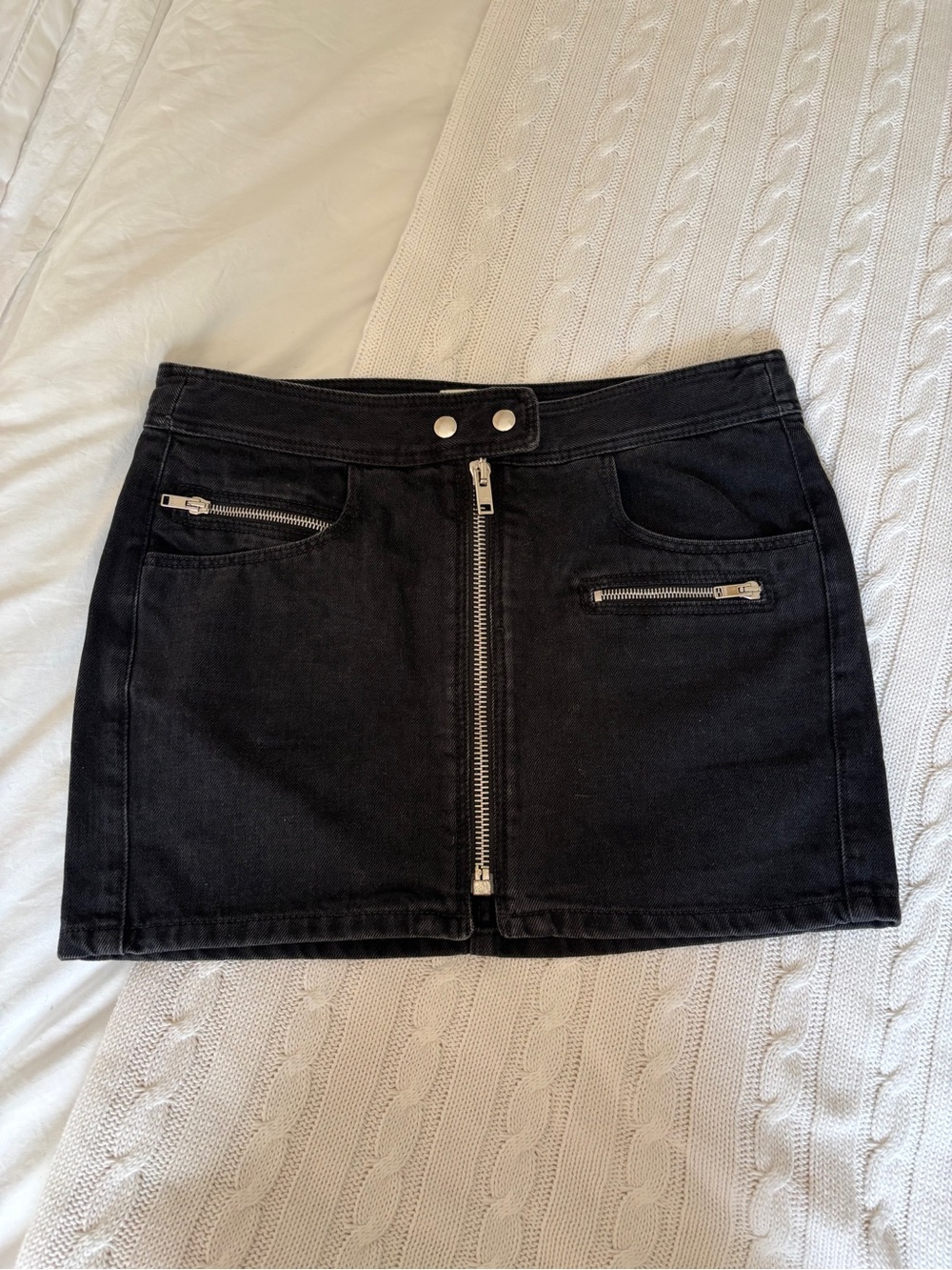 Isabel Marant Caly Black Denim Moto Mini Skirt FR 36 (US 4)